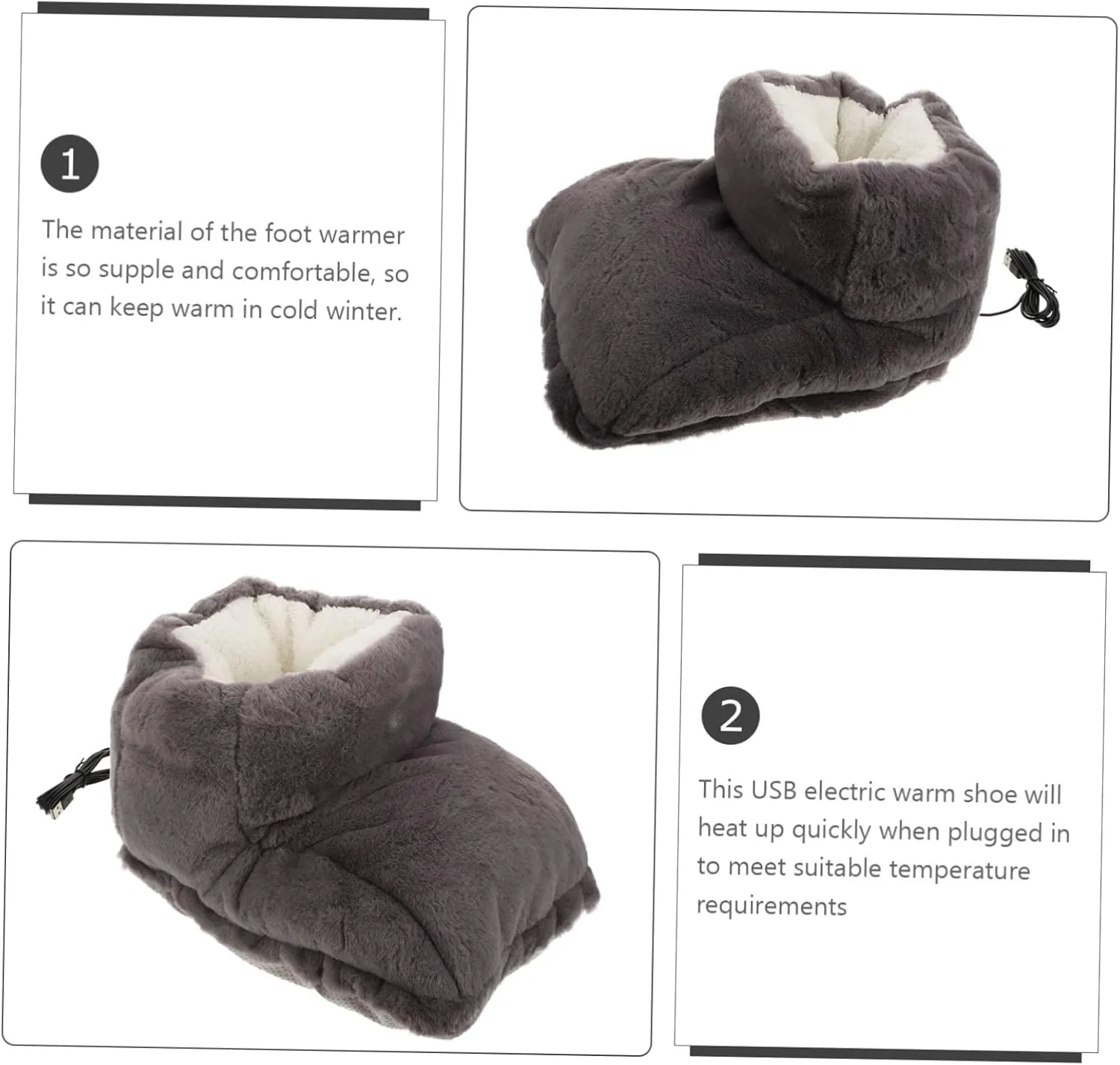 1 Set Electric Shoes Heating Pad Auto Feet Indoor Slippers Office Heater Warm Mens Slippers Heated