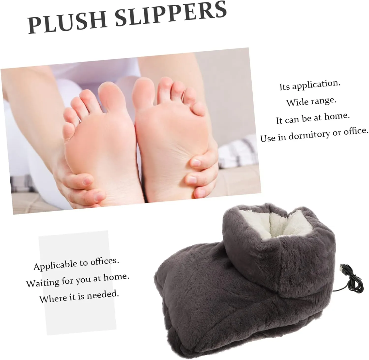 1 Set Electric Shoes Heating Pad Auto Feet Indoor Slippers Office Heater Warm Mens Slippers Heated