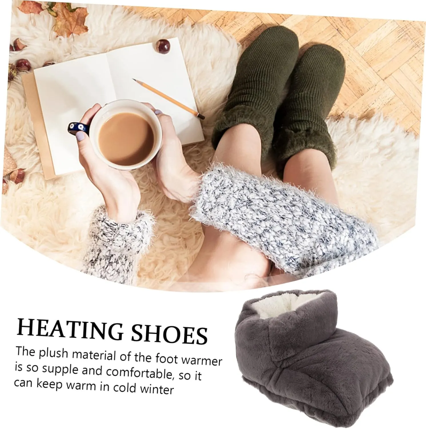 1 Set Electric Shoes Heating Pad Auto Feet Indoor Slippers Office Heater Warm Mens Slippers Heated