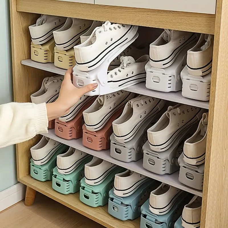 10-Pack Adjustable Plastic Shoe Racks – Space-Saving & Durable