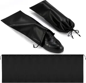 10 Pack Satin Shoe Bags with Drawstring for Travel, Reusable Single Shoe Pouch Dress Shoes Travel Bags Shoe Storage Bags for Protecting and Storing Shoes, Black