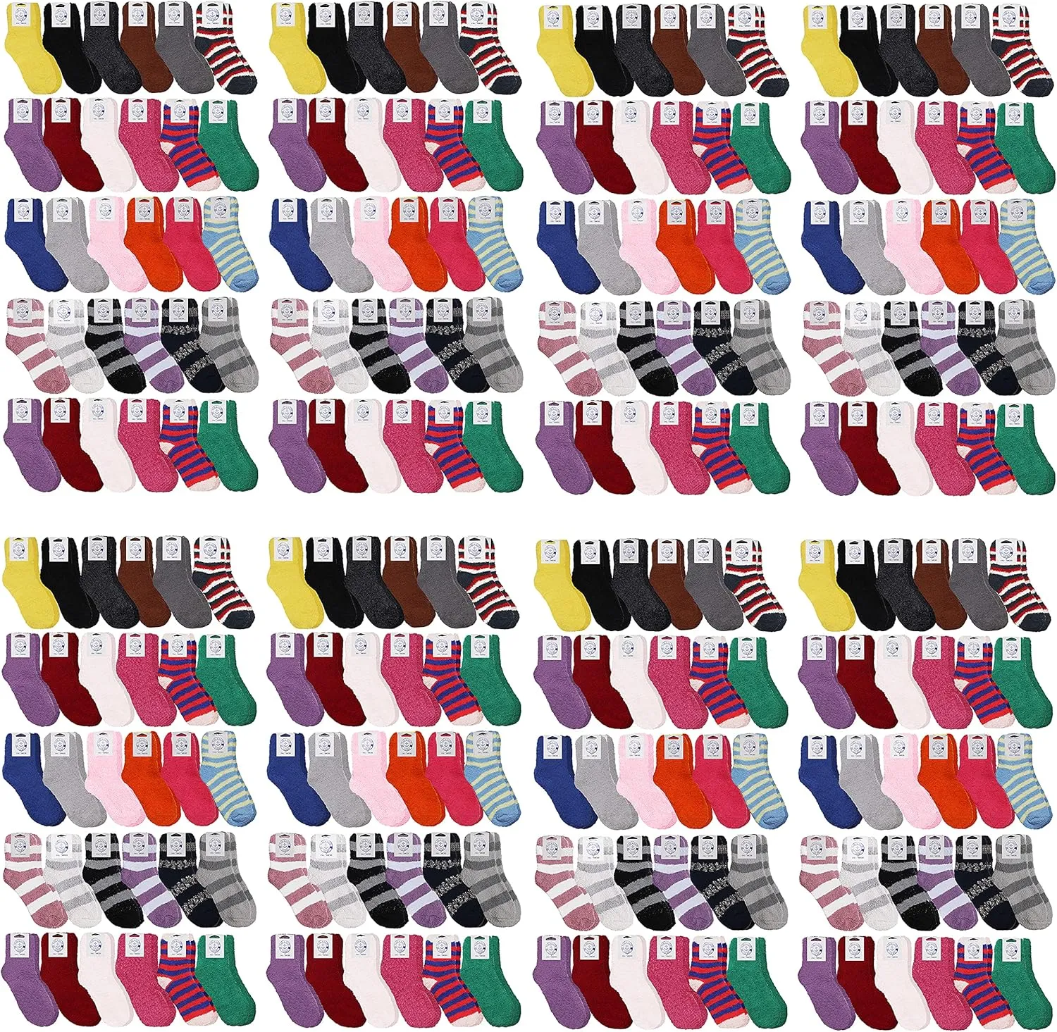 120 Pairs Case Of WSD Womens Fuzzy Socks, Winter Soft Fluffy Assorted Socks Size, 9-11