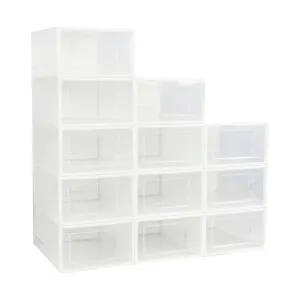 12PCS Medium Size Plastic Shoe Box (White)