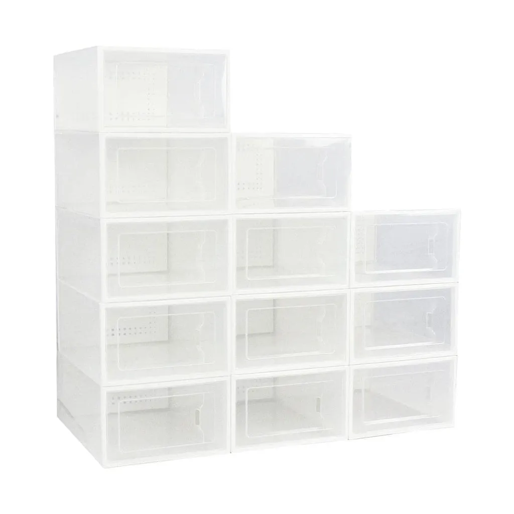 12PCS Medium Size Plastic Shoe Box (White)