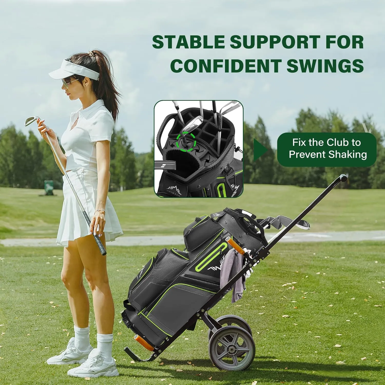 15-Way Golf Cart Bag, Premium Anti-Shake Divider Top Golf Bag with Comfortable Handles, Magnetic Pocket and Rain Cover