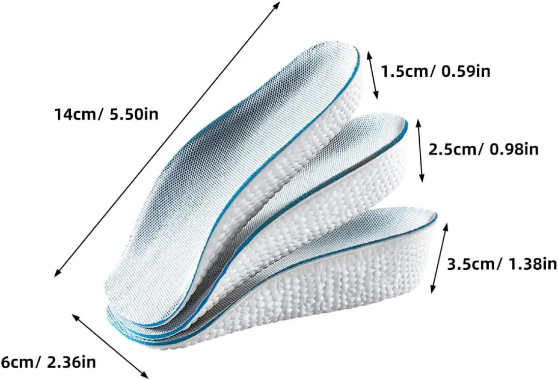 1set Height Increase Insoles for Men and Women Arch Support Shoe Inserts Breathable Insoles for and Sports Reusable Soft Foot Inserts for Reduced Fatigue 3pairs