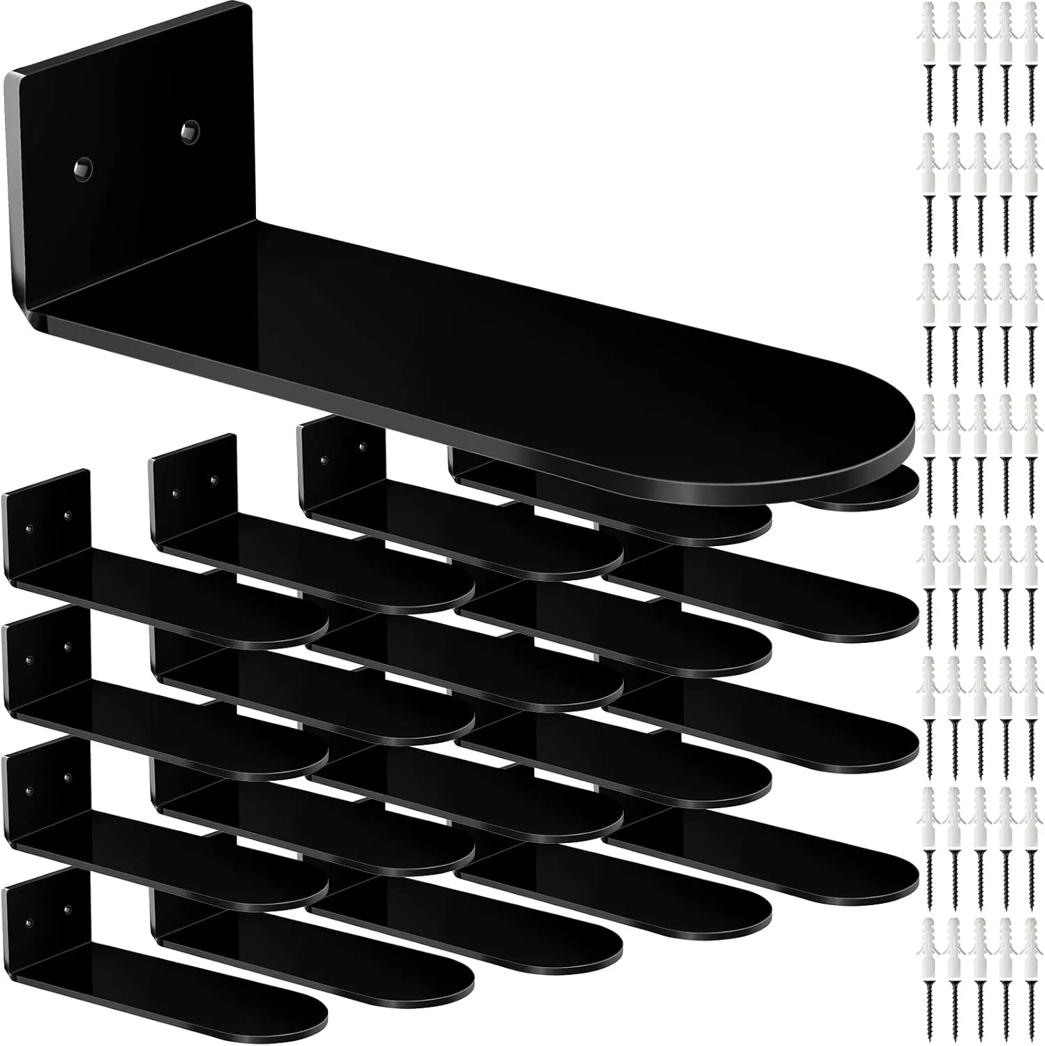 20 Pieces Acrylic Shoe Wall Shelf Floating Shoe Display Shelf Easy to Install Sneaker Shelves Wall Mounted for Collectible Collections, Includes Cross Screws, Expansion Tubes (Black, Medium)
