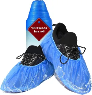 200 Pack (100Pairs) Shoe Covers Disposable Non-Slip, Waterproof Boot Covers with Compact Roll for Easy Storage, Plastic Shoe Covers for Indoor Use, Home Cleaning,Visting, One Size Fits Most