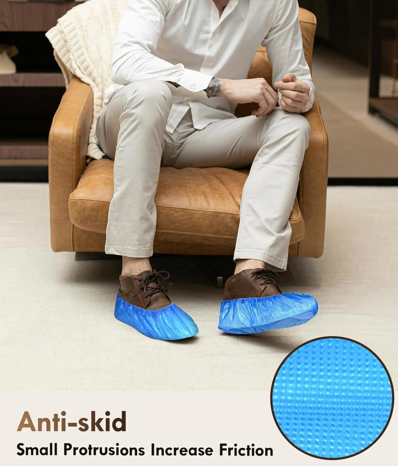200 Pack (100Pairs) Shoe Covers Disposable Non-Slip, Waterproof Boot Covers with Compact Roll for Easy Storage, Plastic Shoe Covers for Indoor Use, Home Cleaning,Visting, One Size Fits Most