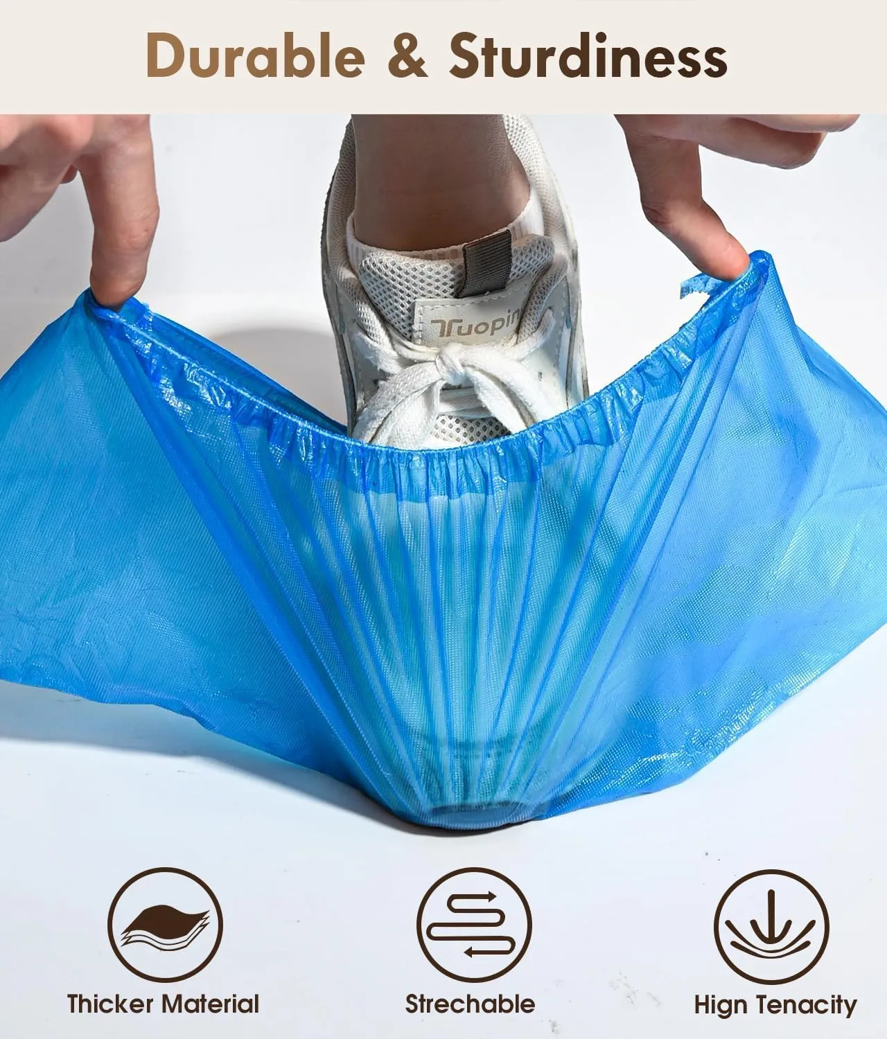 200 Pack (100Pairs) Shoe Covers Disposable Non-Slip, Waterproof Boot Covers with Compact Roll for Easy Storage, Plastic Shoe Covers for Indoor Use, Home Cleaning,Visting, One Size Fits Most