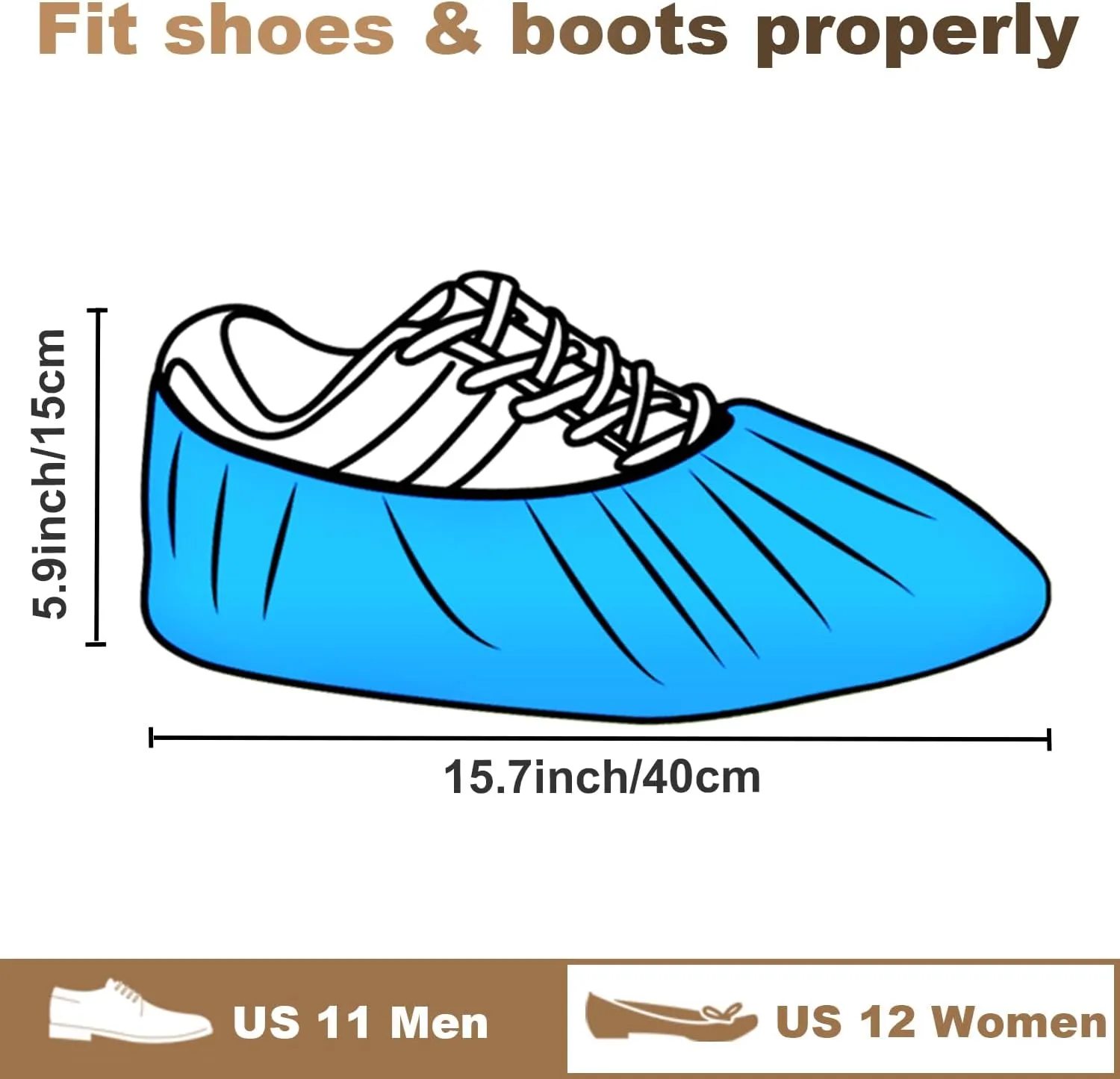 200 Pack (100Pairs) Shoe Covers Disposable Non-Slip, Waterproof Boot Covers with Compact Roll for Easy Storage, Plastic Shoe Covers for Indoor Use, Home Cleaning,Visting, One Size Fits Most