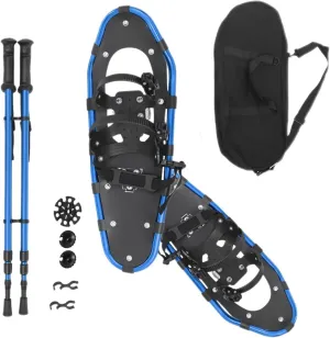 21/25 Inch Light Weight Snowshoes for Women Men Youth, Aluminum Terrain Snowshoes with Trekking Poles and Carrying Bag, Durable All Terrain Snowshoes for Women