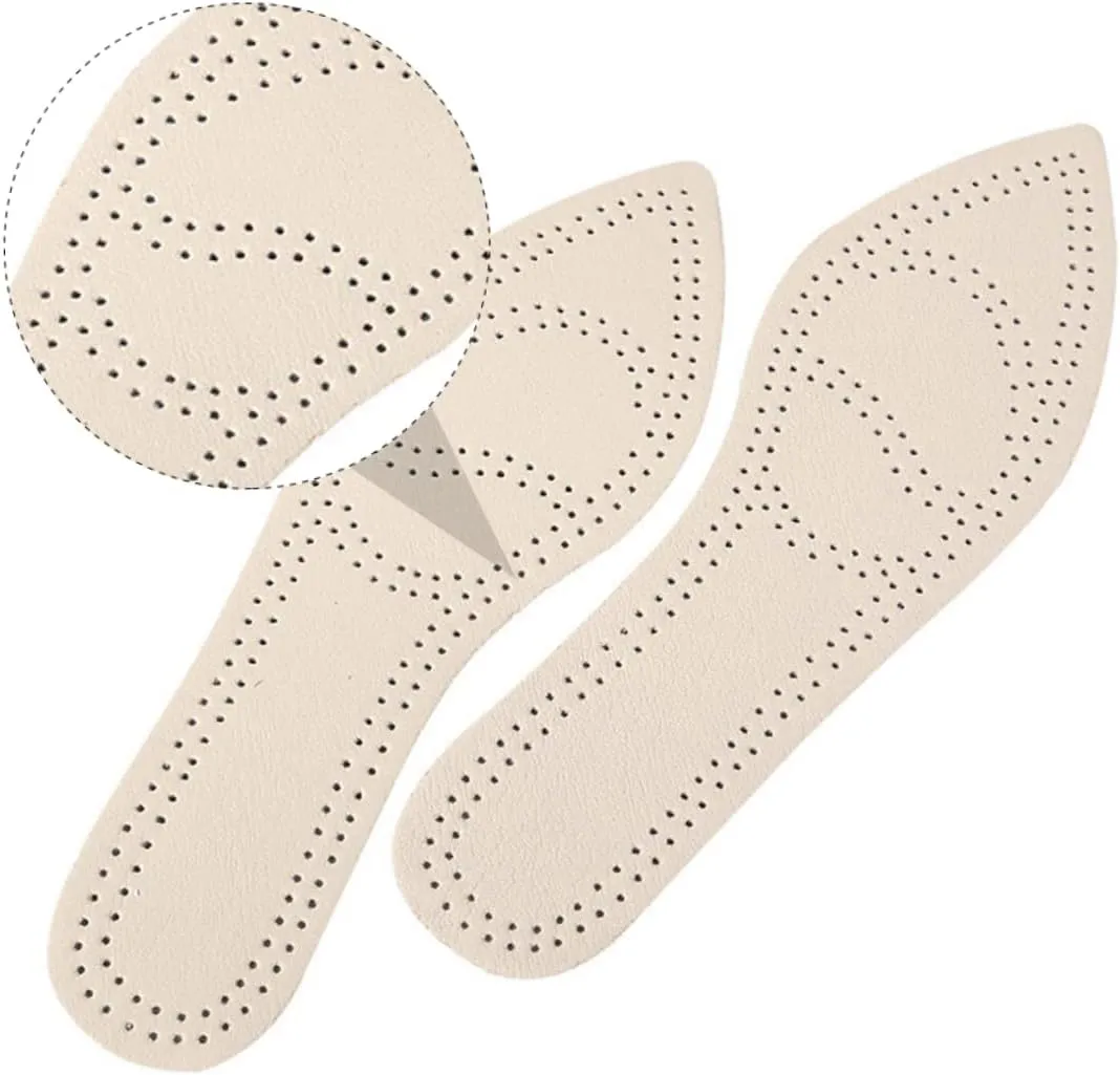 2Pairs Sweat High Heel Insoles Breathable and Soft Cowhide Shoe Pads Comfortable Shoe Bottom Insoles for Women for Daily Wear and High Heels