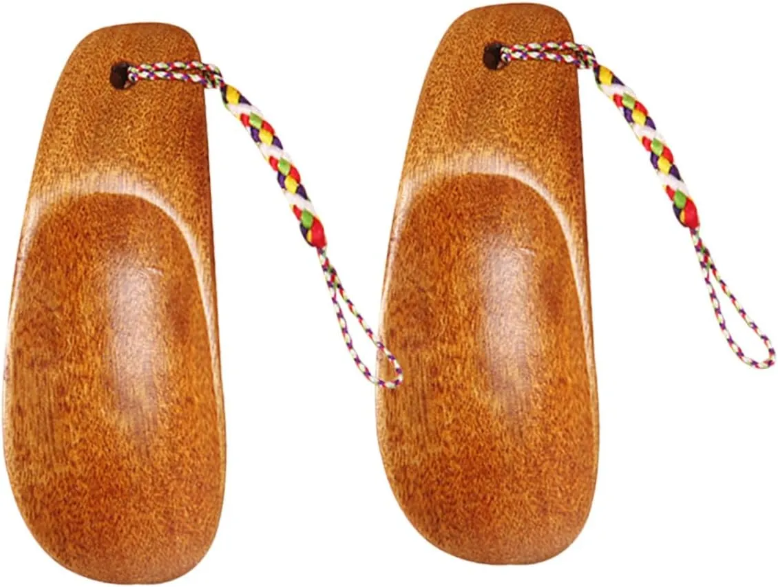 2Pcs Wooden Shoehorn Tool Smooth and Shoe Lifters for Easy Wear Accessory for Men and Seniors Natural Material for Dress Shoes