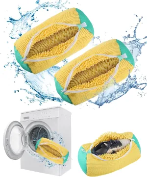 2Pcs Yellow Shoe Washing Machine Bag,Shoe Laundry Bag-Reusable,Hangable,Shoe Bag For Washer And Dryer,Shoe Bag For Washing Machine For All Shoe Types And Sizes.