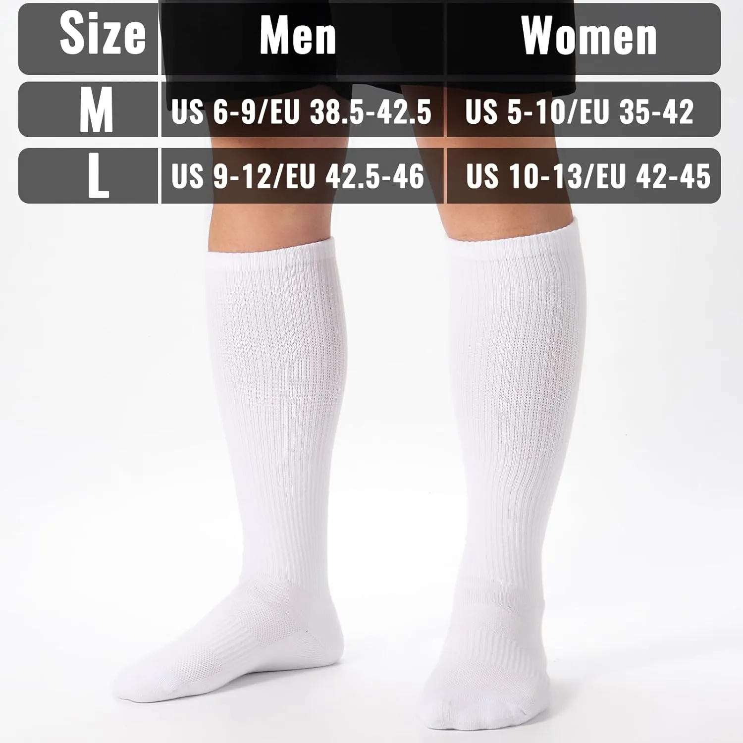 3 Pairs Over the Calf Socks for Men Women Cushioned Work Boot Socks Knee High Tube Socks