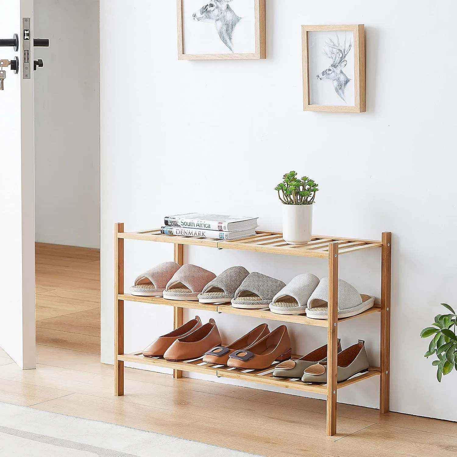 3-Tier Free Standing Shoe Racks, Bamboo Wood Shoe Rack for Entryway & Closet, Beautiful | Natural | Functional | Sturdy Shoe Rack