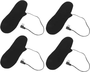 4Pcs Electric Heated Insoles USB Rechargeable Foot Warmer Safe Winter Thermal Heated Shoe Pads for Outdoor Fishing Hiking Ski Hunting