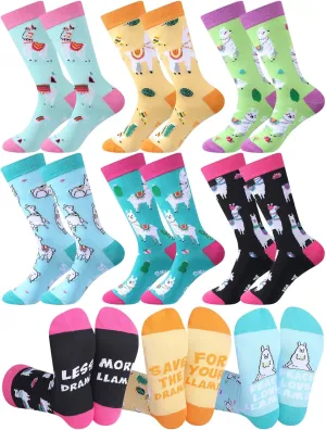 6 Pairs Novelty Animal Socks Birthday Holiday Gift for Chicken Goose Llama Flamingo Panda Highland Cow Lovers