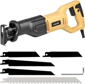 6Amp Reciprocating Saw, 3000SPM Variable Speed Corded Reciprocating Saw with 4/5" Stroke Length, 4-1/2" Max Cutting Depth for Wood, Soft Metal and PVC Pipes Cutting