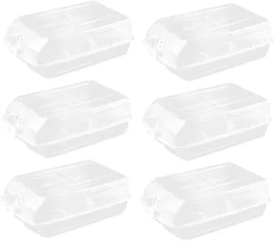 6PCS Box Large Transparent Plastic Shoe Storage Box Thickened Design for Men and Women Stackable Organizer for Easy Access and Space Saving White