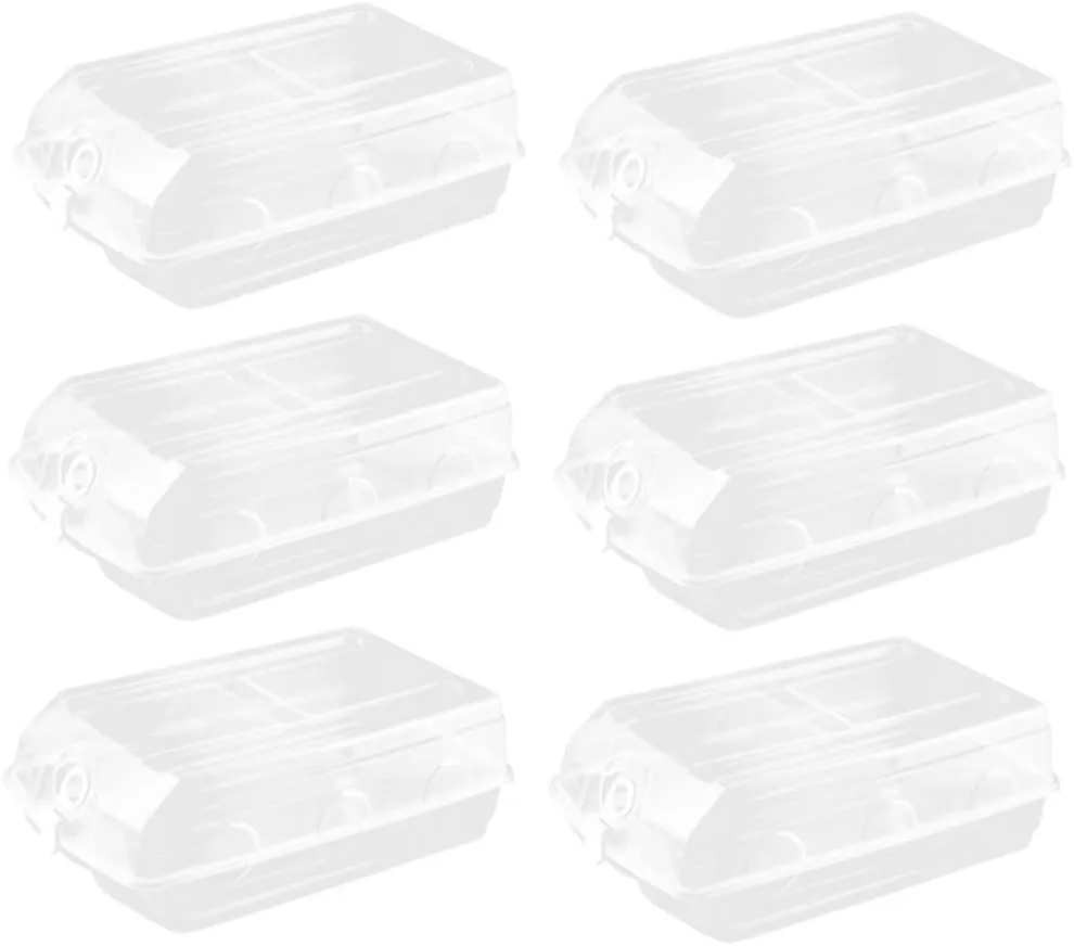 6PCS Box Large Transparent Plastic Shoe Storage Box Thickened Design for Men and Women Stackable Organizer for Easy Access and Space Saving White