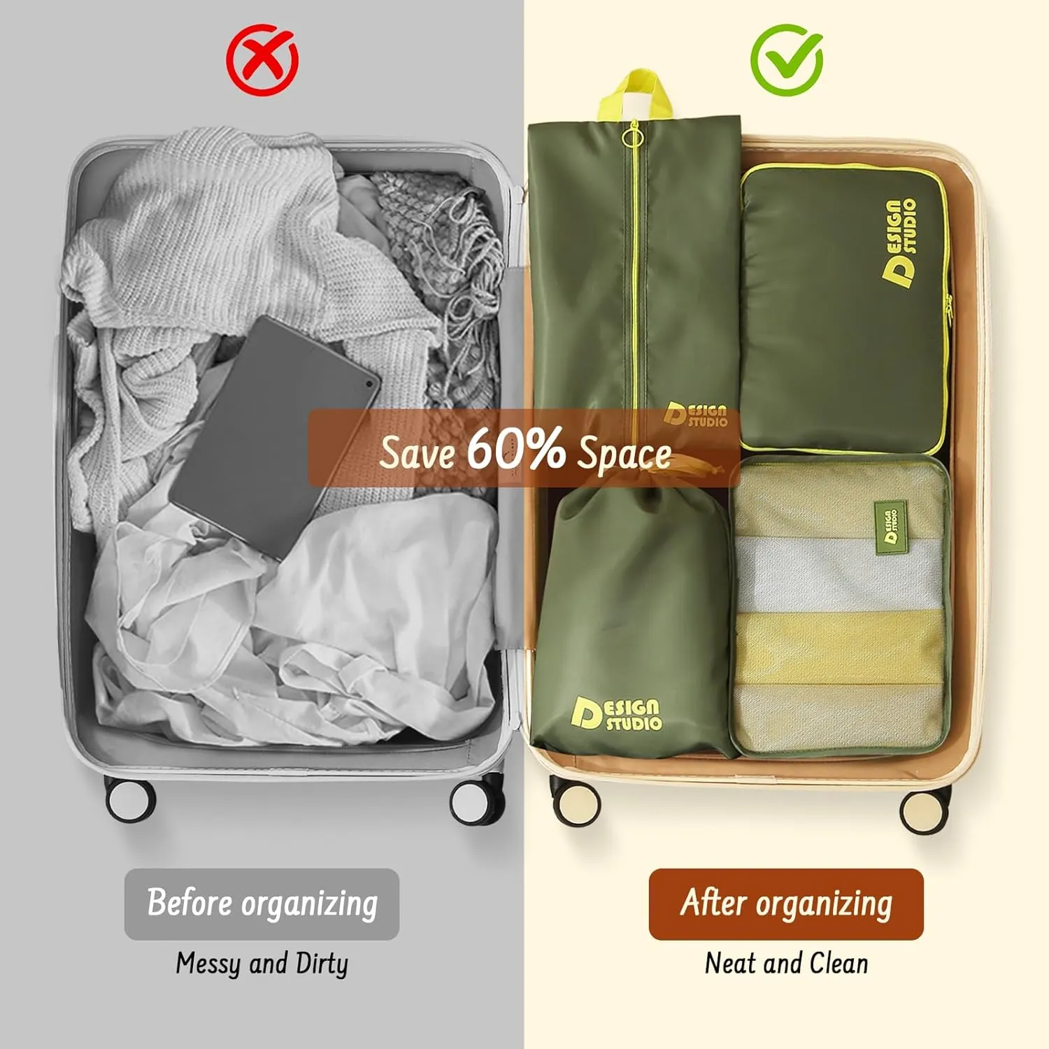 8 Set Packing Cubes for Travel Suitcase Organizer Bags Luggage Packing Cubes Set Travel Essentials Accessories Gifts for Women