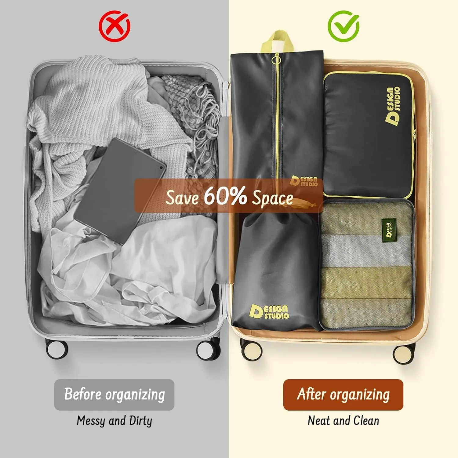 8 Set Packing Cubes for Travel Suitcase Organizer Bags Luggage Packing Cubes Set Travel Essentials Accessories Gifts for Women
