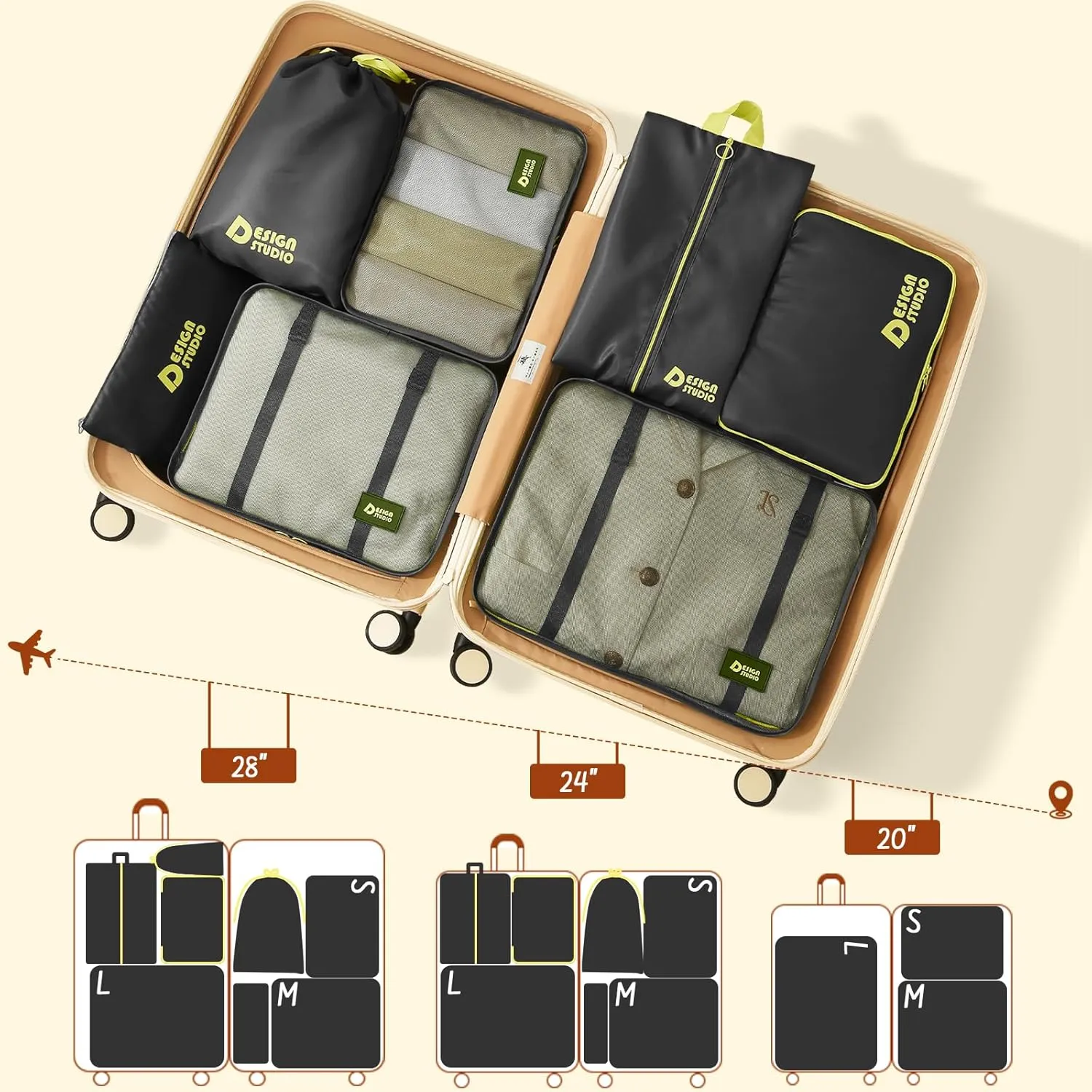8 Set Packing Cubes for Travel Suitcase Organizer Bags Luggage Packing Cubes Set Travel Essentials Accessories Gifts for Women