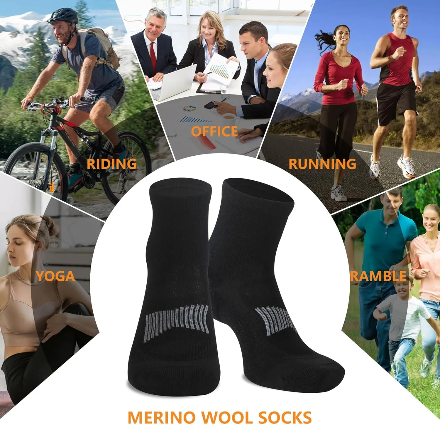 90% Merino Wool Socks for Men Women, Soft Thin Ankle Socks for Athletic Running Hiking Cycling 3 Pairs