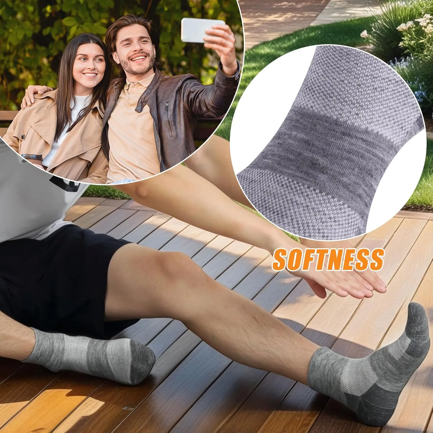 90% Merino Wool Socks for Men Women, Soft Thin Ankle Socks for Athletic Running Hiking Cycling 3 Pairs