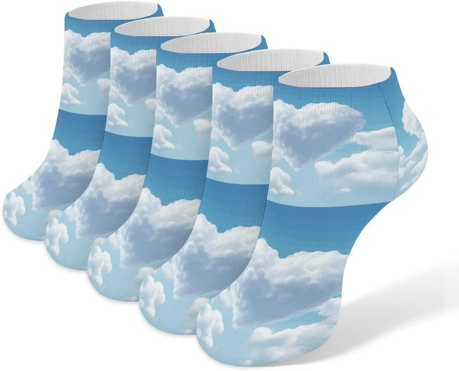 A Floating Heart Ankle Socks for Men & Women, 5 Pairs Breathable Soft Low Cut Socks, Stretch Sweat Wicking Sox