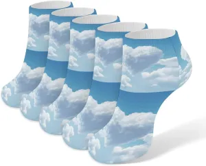 A Floating Heart Ankle Socks for Men & Women, 5 Pairs Breathable Soft Low Cut Socks, Stretch Sweat Wicking Sox