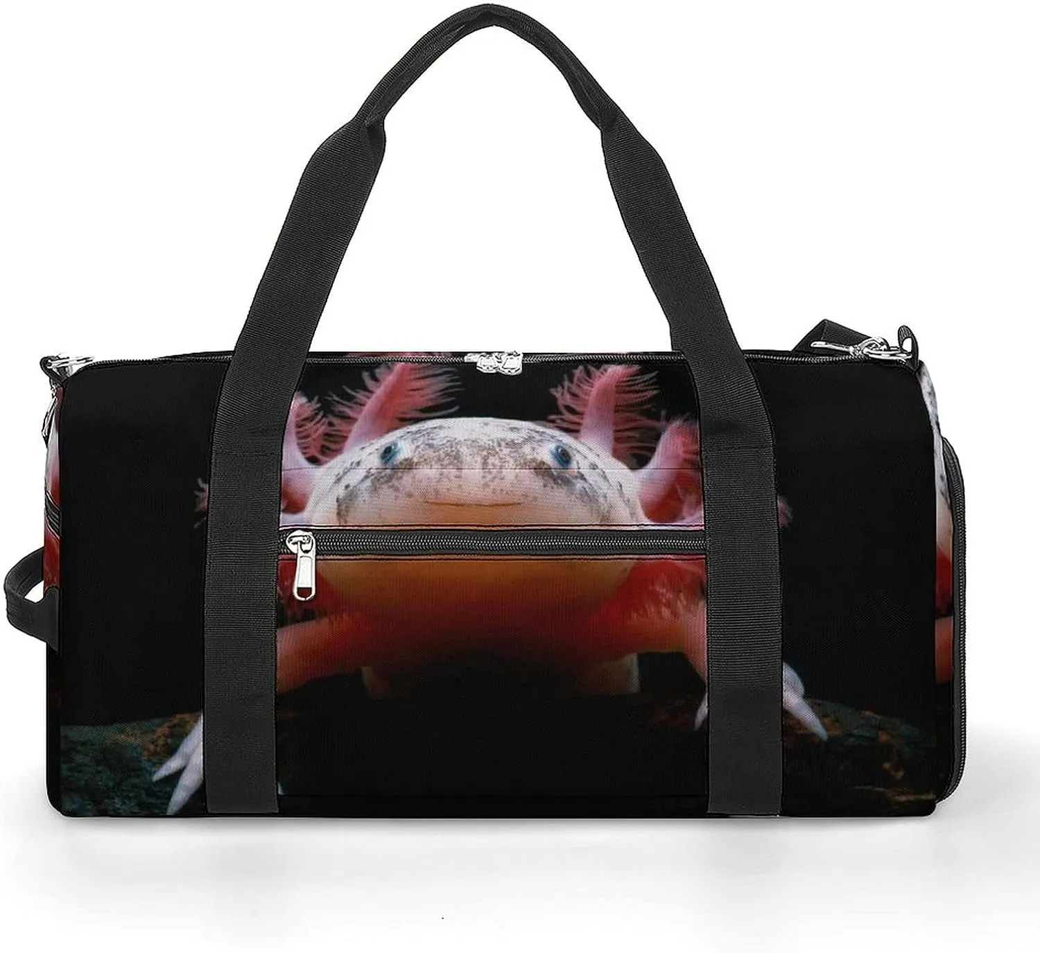 Adorable Baby Axolotl Printed Gym Bag Sports Travel Duffel Bag Funny Gymbag with Shoe Compartments