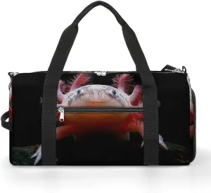 Adorable Baby Axolotl Printed Gym Bag Sports Travel Duffel Bag Funny Gymbag with Shoe Compartments