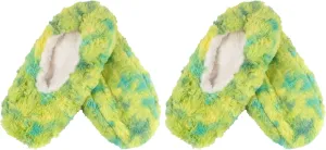 Adult Super Soft Warm Cozy Fuzzy Tie Dye Slippers Non-Slip Lined Socks, Indoor Travel Home Slippers, 2 Pairs