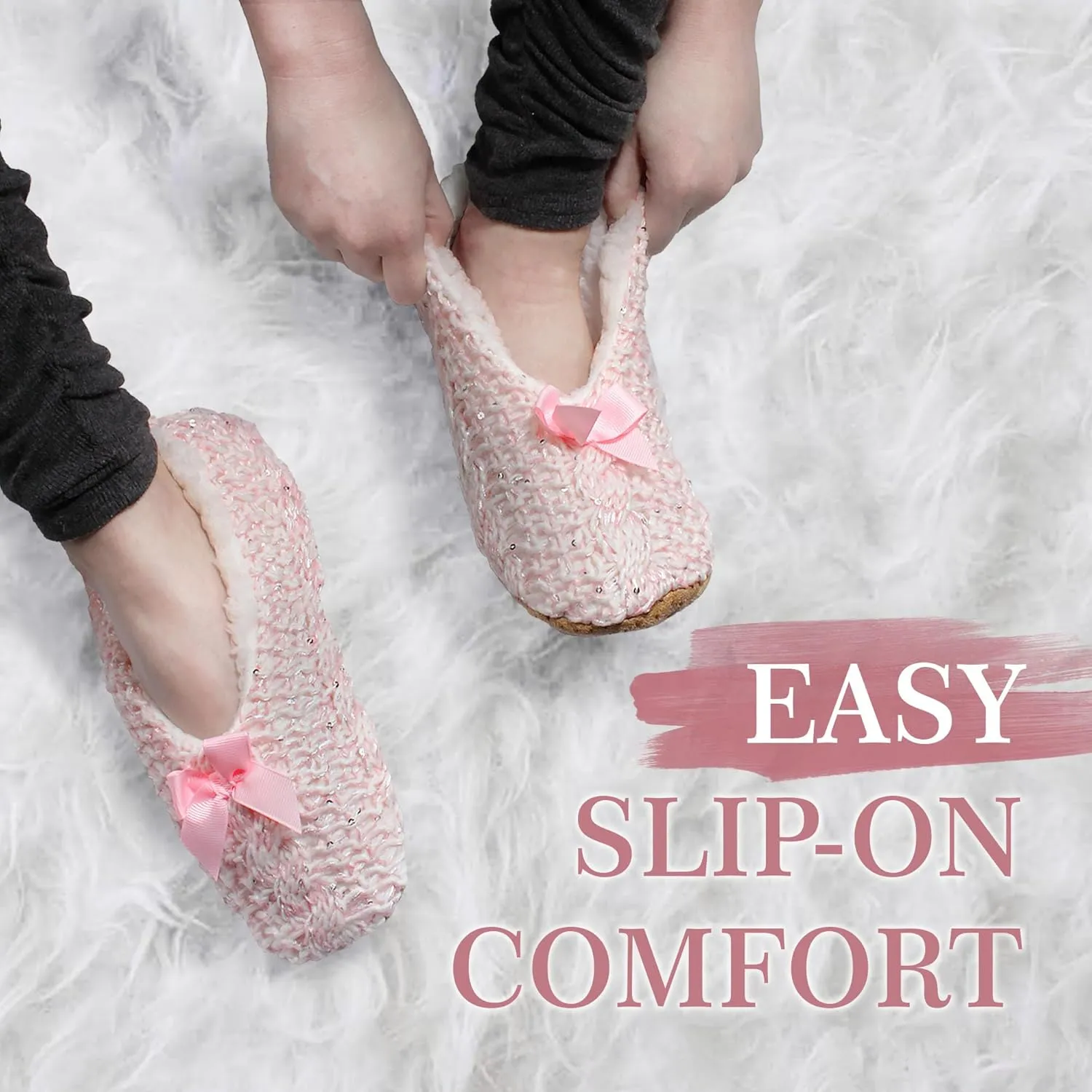 Adult Super Soft Warm Cozy Fuzzy Tie Dye Slippers Non-Slip Lined Socks, Indoor Travel Home Slippers, 2 Pairs