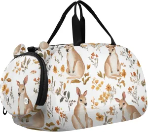 Aesthetic Animal White Duffel Bag with Shoes Compartment Lightweight Personal Item Travel Bag for School Practice, Sports, Travel