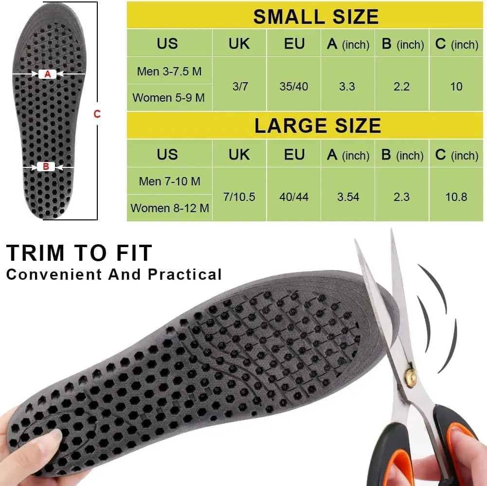 Ailaka Elastic Shock Absorbing Height Increasing Sports Shoe Insoles, Soft Breathable Honeycomb Orthotic Replacement Inserts for Men & Women