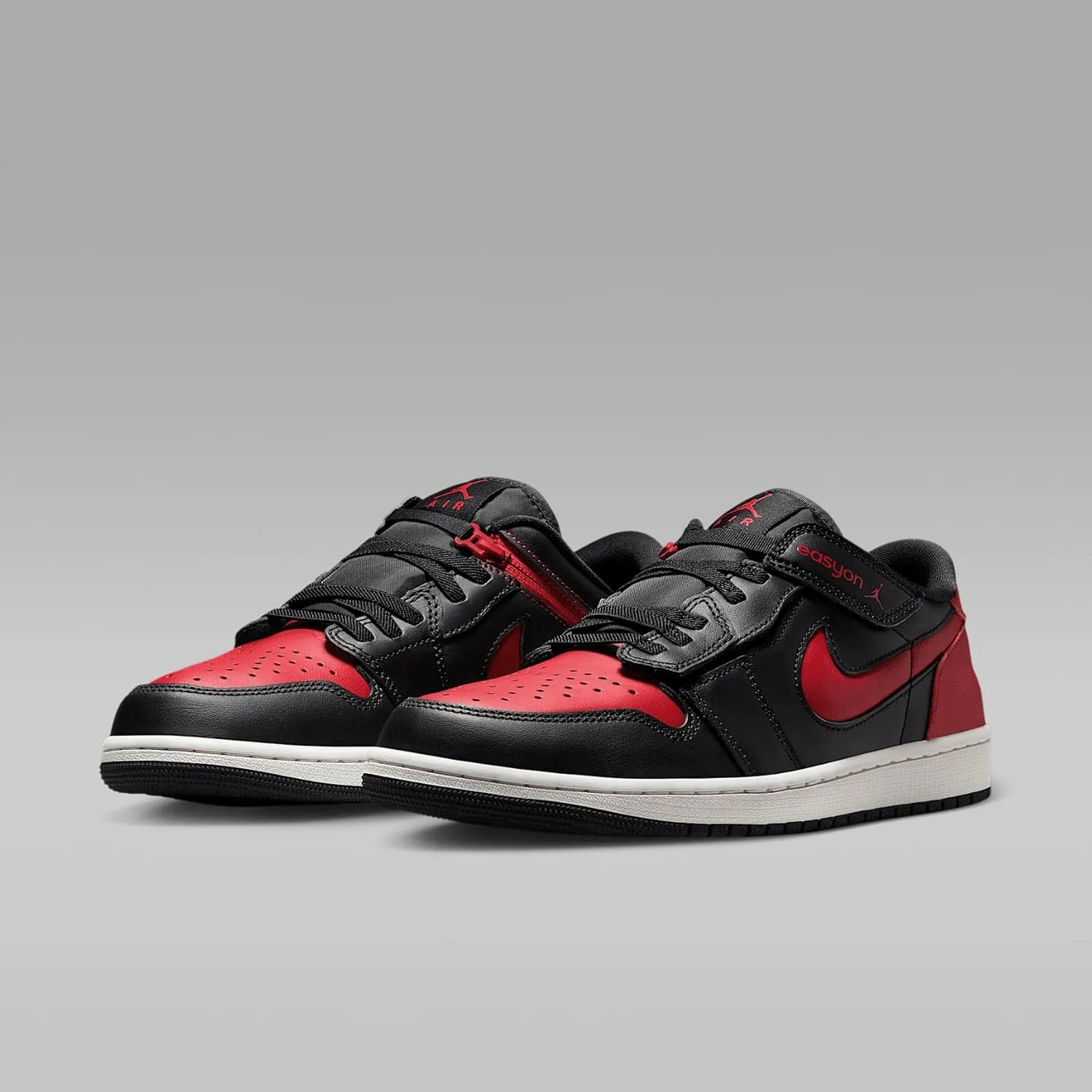 Air Jordan 1 Low FlyEase Men's Easy On/Off Shoes (DM1206-067, Black/Summit White/Varsity Red)
