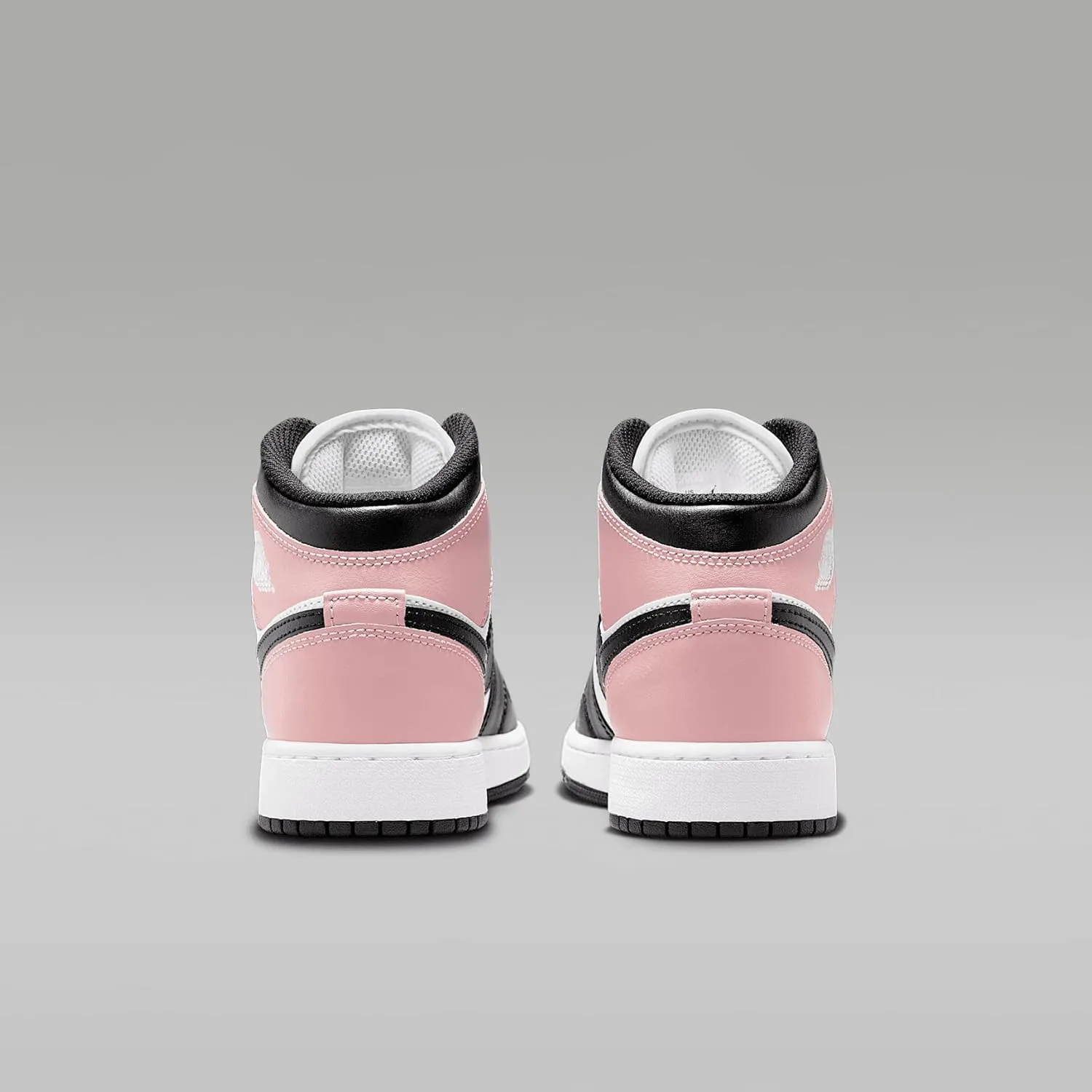 Air Jordan 1 Mid Big Kids' Shoes (DQ8423-100, White/Rust Pink/Black)