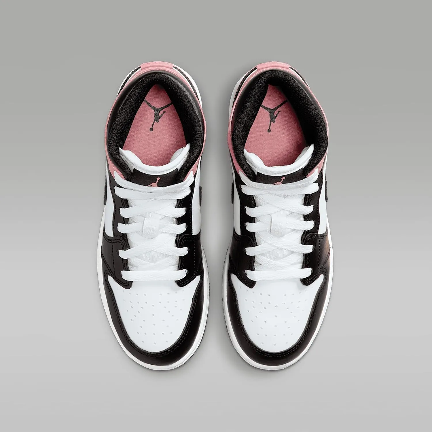 Air Jordan 1 Mid Big Kids' Shoes (DQ8423-100, White/Rust Pink/Black)