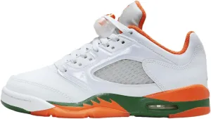 Air Jordan 5 Retro Low Big Kids' Shoes (FQ1293-018, Football Grey/Pine Green/Brilliant Orange) Size 5
