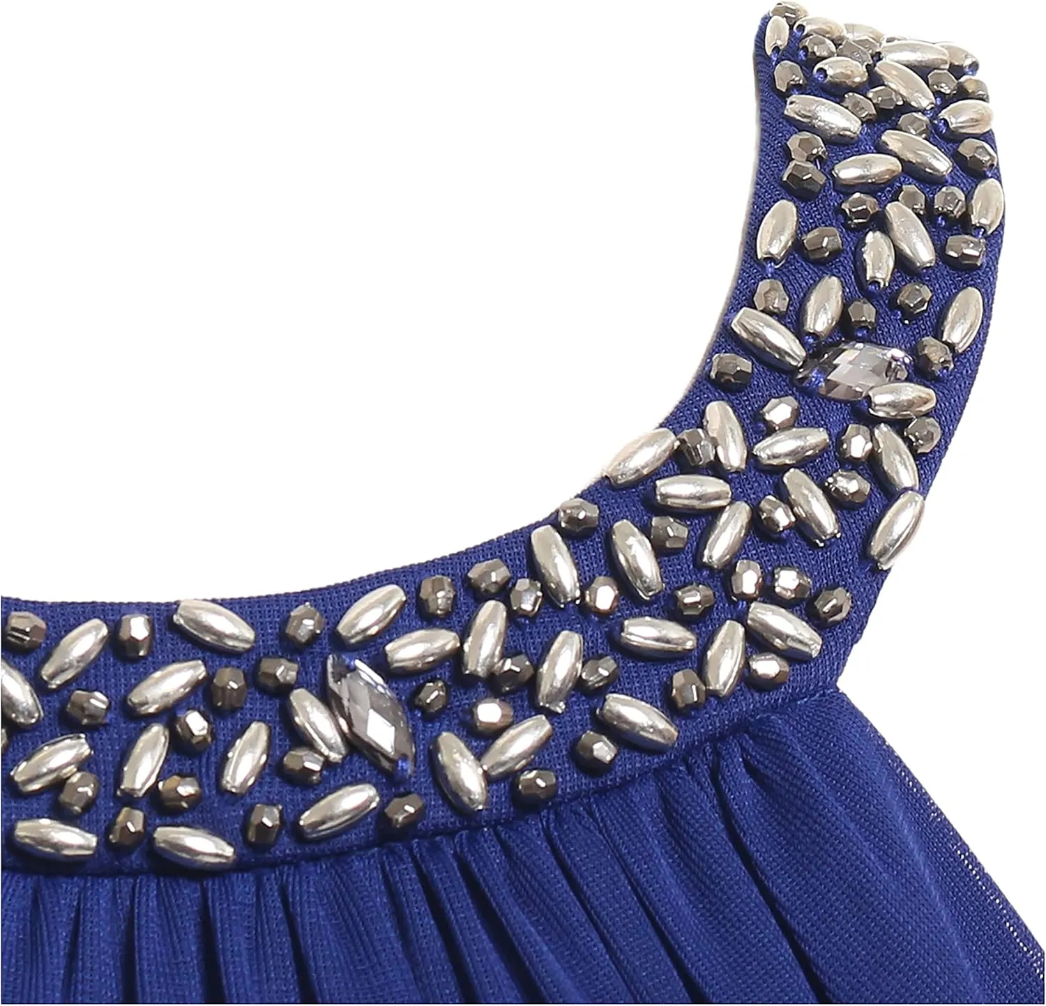 Alex Evenings Women's Long Formal Stretch Mesh Beaded Halter Neck Dress