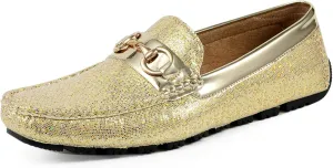 Amali Driving Moccasins, Faux Leather with Enamel Horse-Bit Ornament & Soft Lining, Comfortable & Stylish Mens Dress Loafers for Everyday Wear