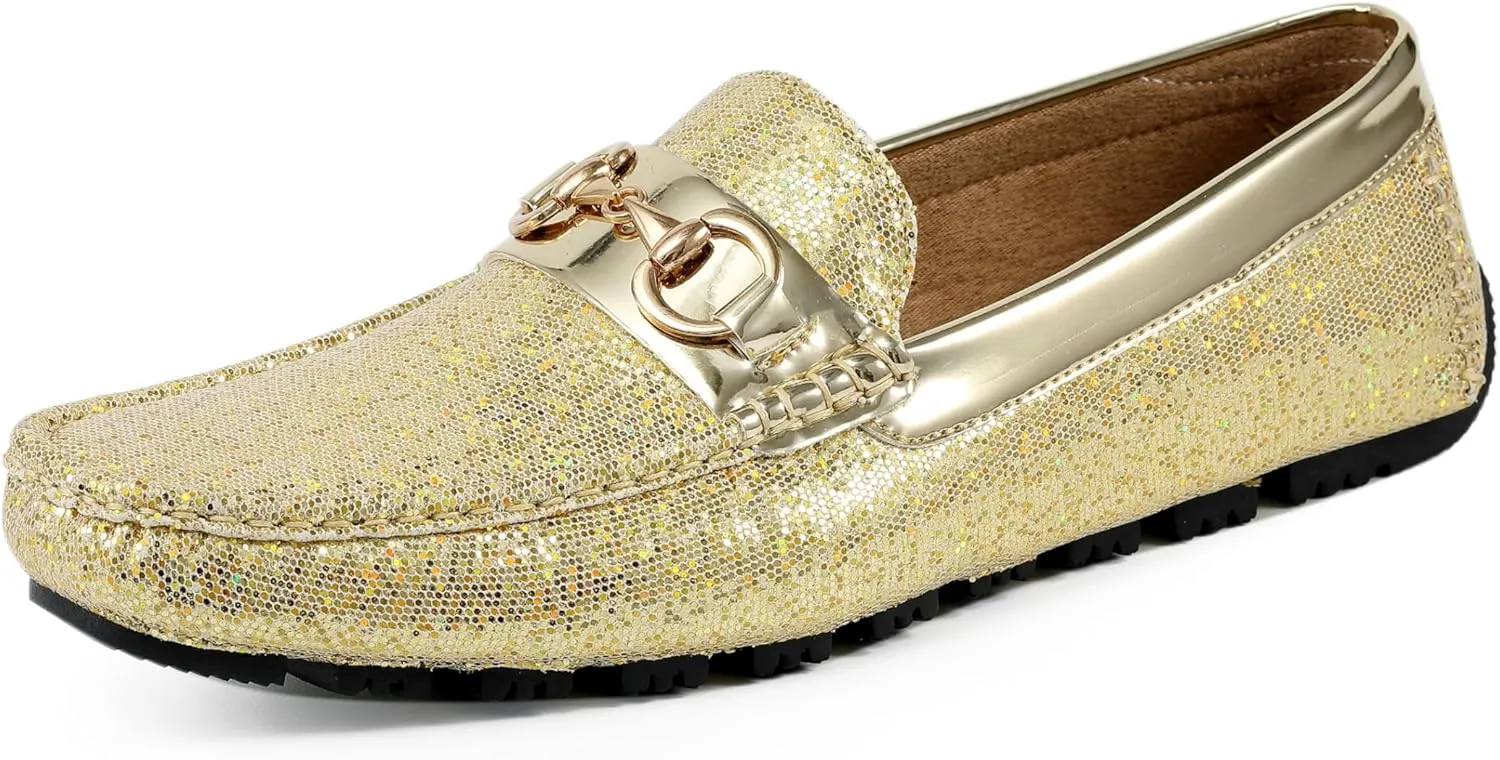 Amali Driving Moccasins, Faux Leather with Enamel Horse-Bit Ornament & Soft Lining, Comfortable & Stylish Mens Dress Loafers for Everyday Wear