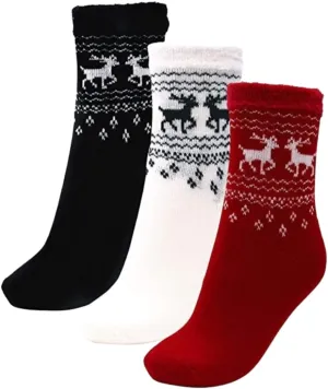 American Mammoth 3 Pairs Cozy Cabin Socks for Women - Aloe Infused Fuzzy Fluffy Comfortable Socks