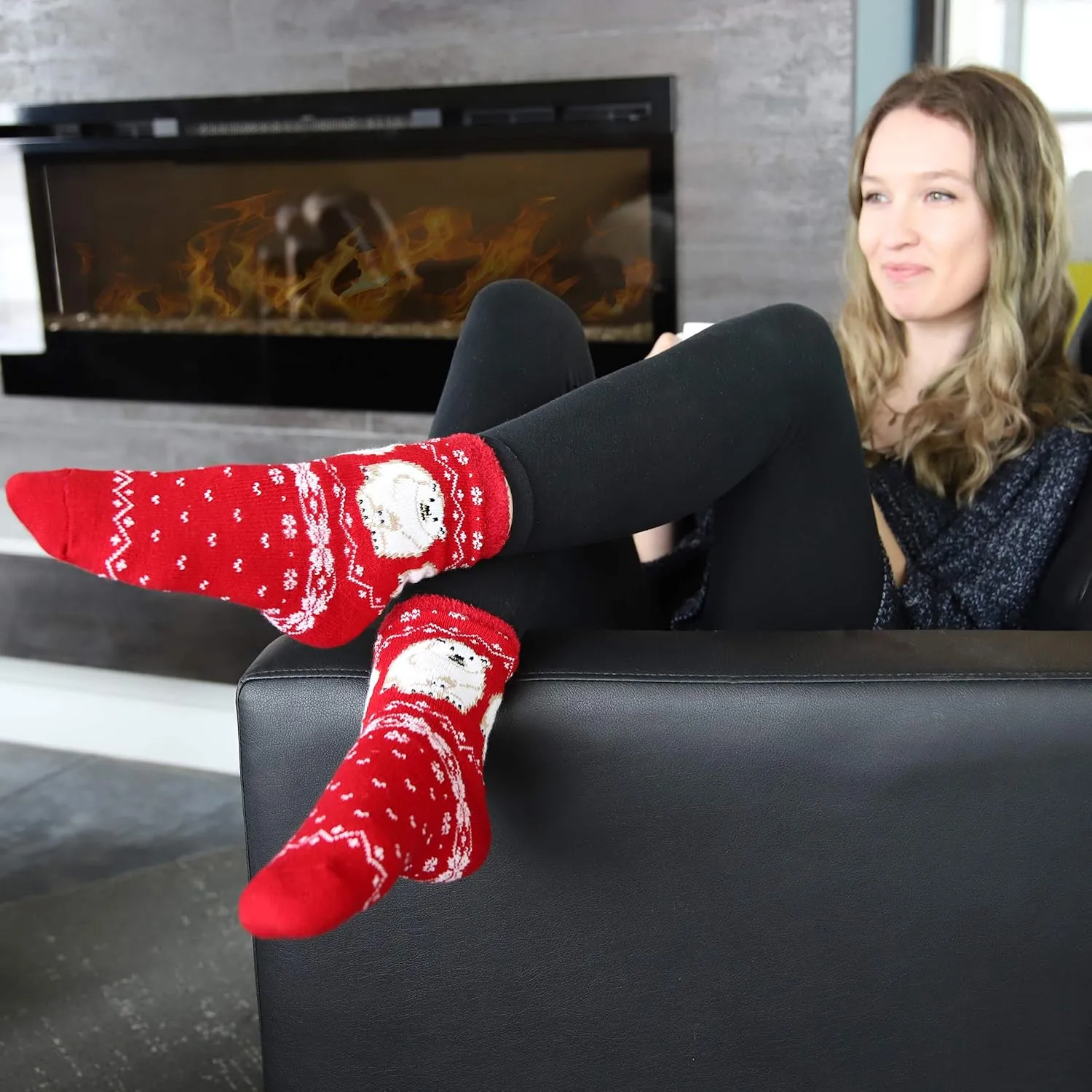 American Mammoth 3 Pairs Cozy Cabin Socks for Women - Aloe Infused Fuzzy Fluffy Comfortable Socks