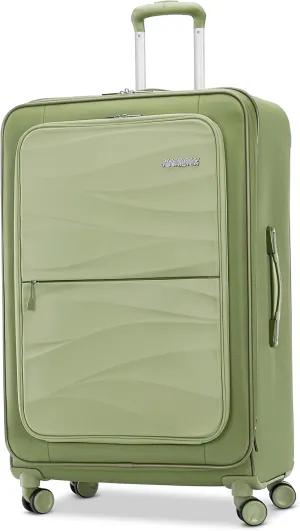 American Tourister Cascade Softside Expandable Luggage with Spinner Wheels, Sage Green, 28-Inch