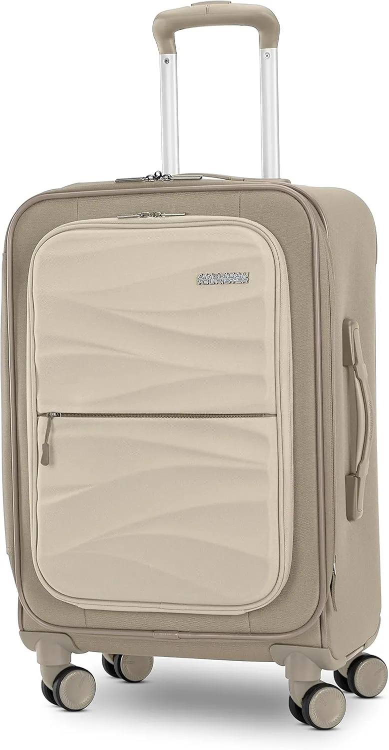 American Tourister Cascade Softside Expandable Luggage with Spinner Wheels, Sandstone, 20-Inch
